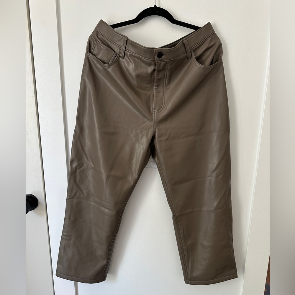 Abercrombie & Fitch Olive Faux Leather Trousers